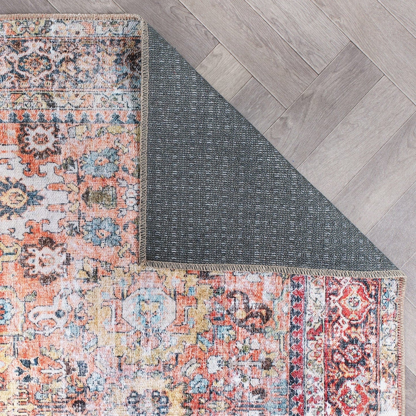 Tapis de transition World Rug Gallery, aspect vieilli, lavable en machine, antidérapant