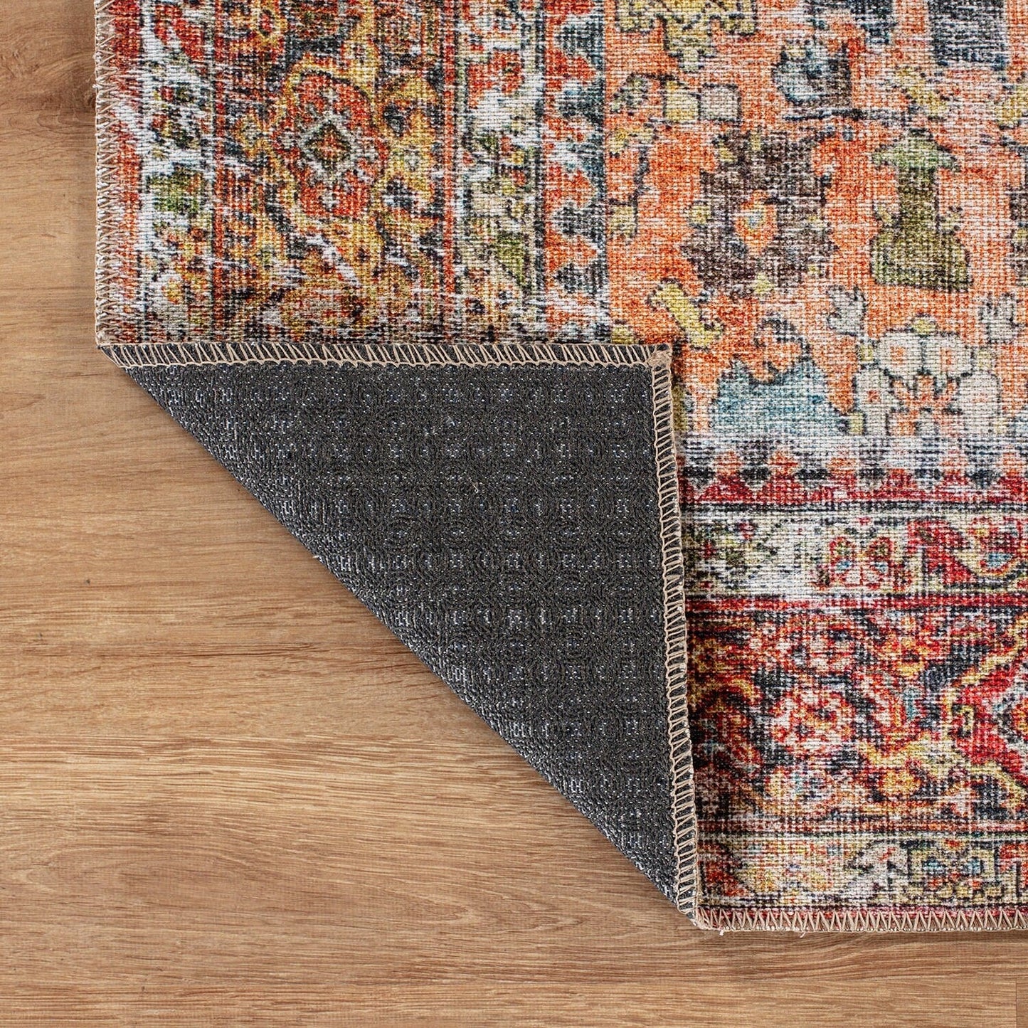 Tapis de transition World Rug Gallery, aspect vieilli, lavable en machine, antidérapant