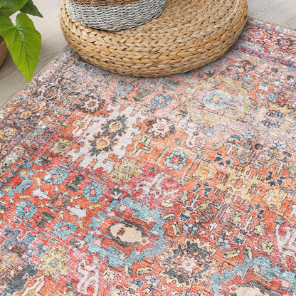 Tapis de transition World Rug Gallery, aspect vieilli, lavable en machine, antidérapant