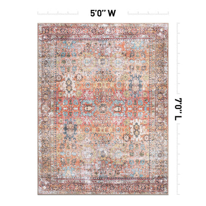 Tapis de transition World Rug Gallery, aspect vieilli, lavable en machine, antidérapant