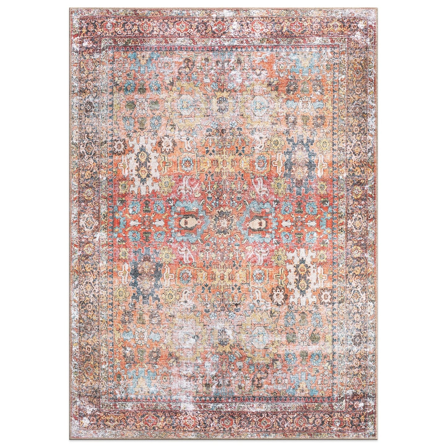 Tapis de transition World Rug Gallery, aspect vieilli, lavable en machine, antidérapant