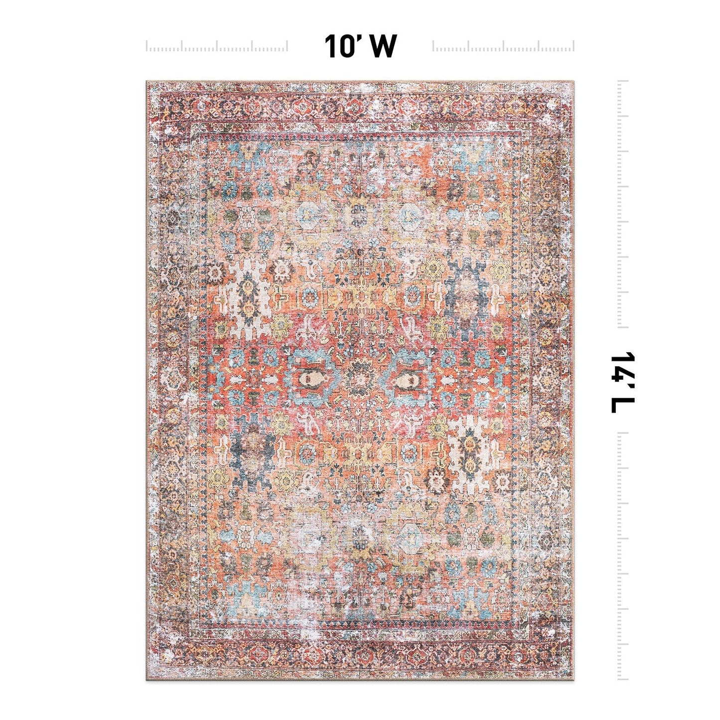 Tapis de transition World Rug Gallery, aspect vieilli, lavable en machine, antidérapant