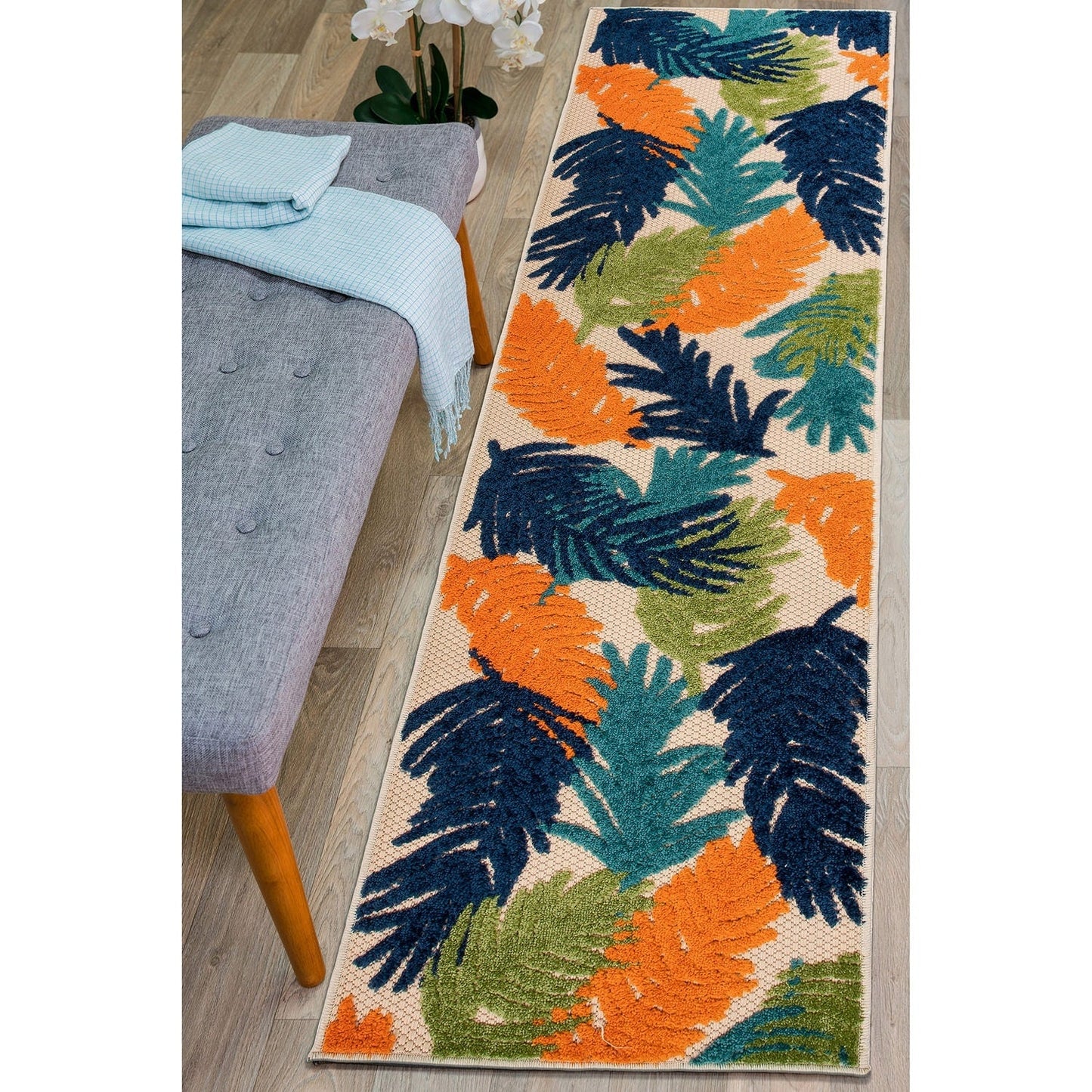 Tapis d'intérieur/extérieur moderne à motif floral tropical de World Rug Gallery