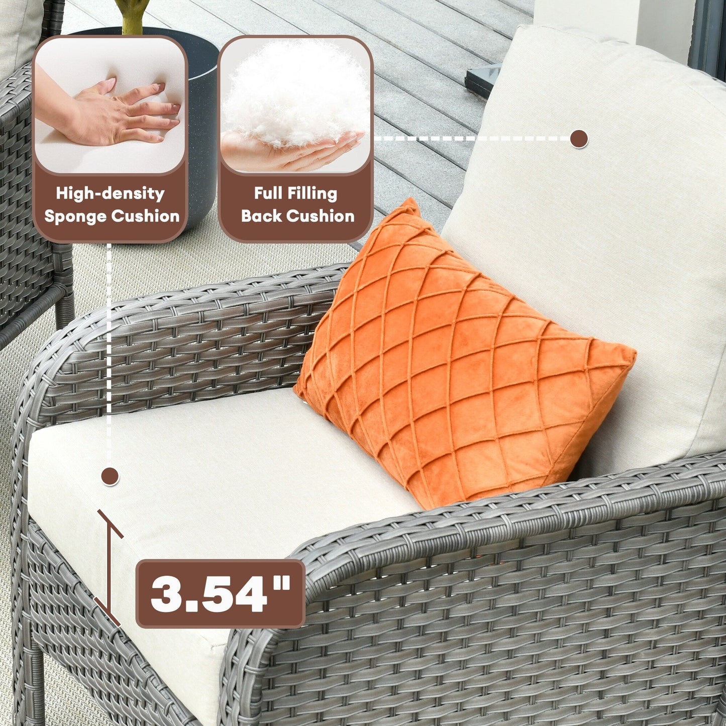 Ensemble de conversation de 4 pièces pour patio extérieur XIZZI avec table