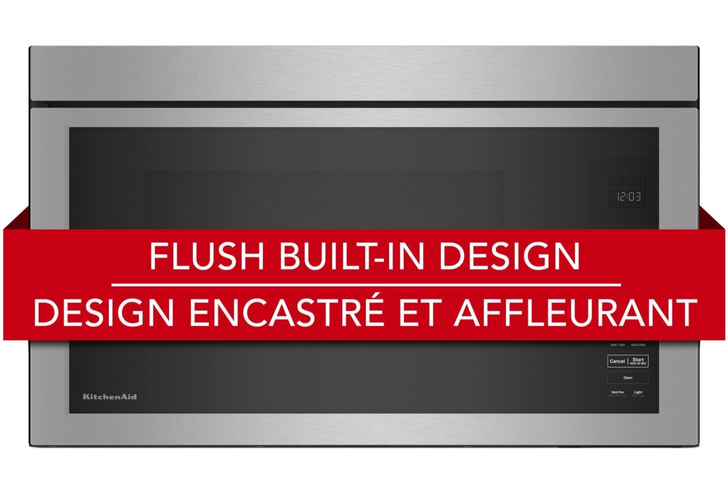 Quatre à micro-ondes à hotte intégrée KitchenAid de 1,1 pi³ à installation affleurée avec cuisson à 900 Watts - Acier inoxydable PrintShield…