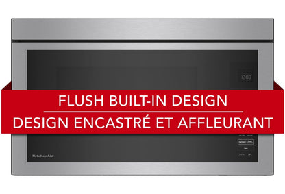 Quatre à micro-ondes à hotte intégrée KitchenAid de 1,1 pi³ à installation affleurée avec cuisson à 900 Watts - Acier inoxydable PrintShield…