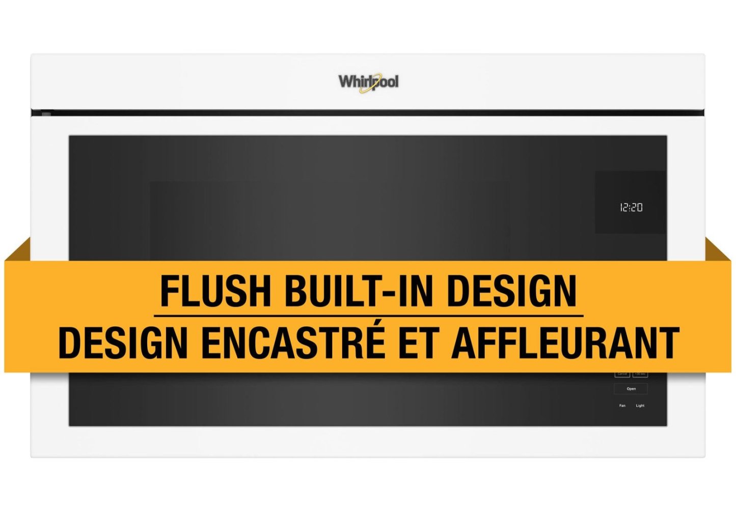 Tourbillon 1,1 Cu. Fort. Micro-ondes encastré avec cuisson de 900 watts - Blanc - YWMMF5930PW | Quatre à micro-ondes à hotte intégrée Whirlpool de 1,1 pi³ à installation affleurée avec cuisson à 900…