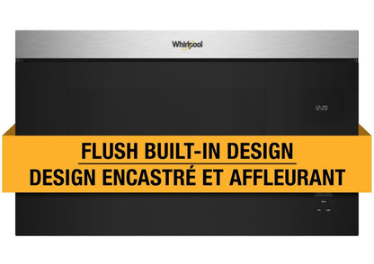 Tourbillon 1,1 Cu. Fort. Micro-ondes encastré avec 900 watts de cuisson - Résistant aux empreintes digitales… | Quatre à micro-ondes à hotte intégrée Whirlpool de 1,1 pi³ à installation affleurée avec cuisson à 900…