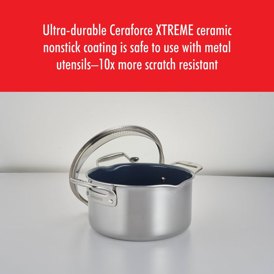 Cocotte hollandaise antiadhésive en acier inoxydable et céramique ZWILLING Clad CFX de 6 pintes