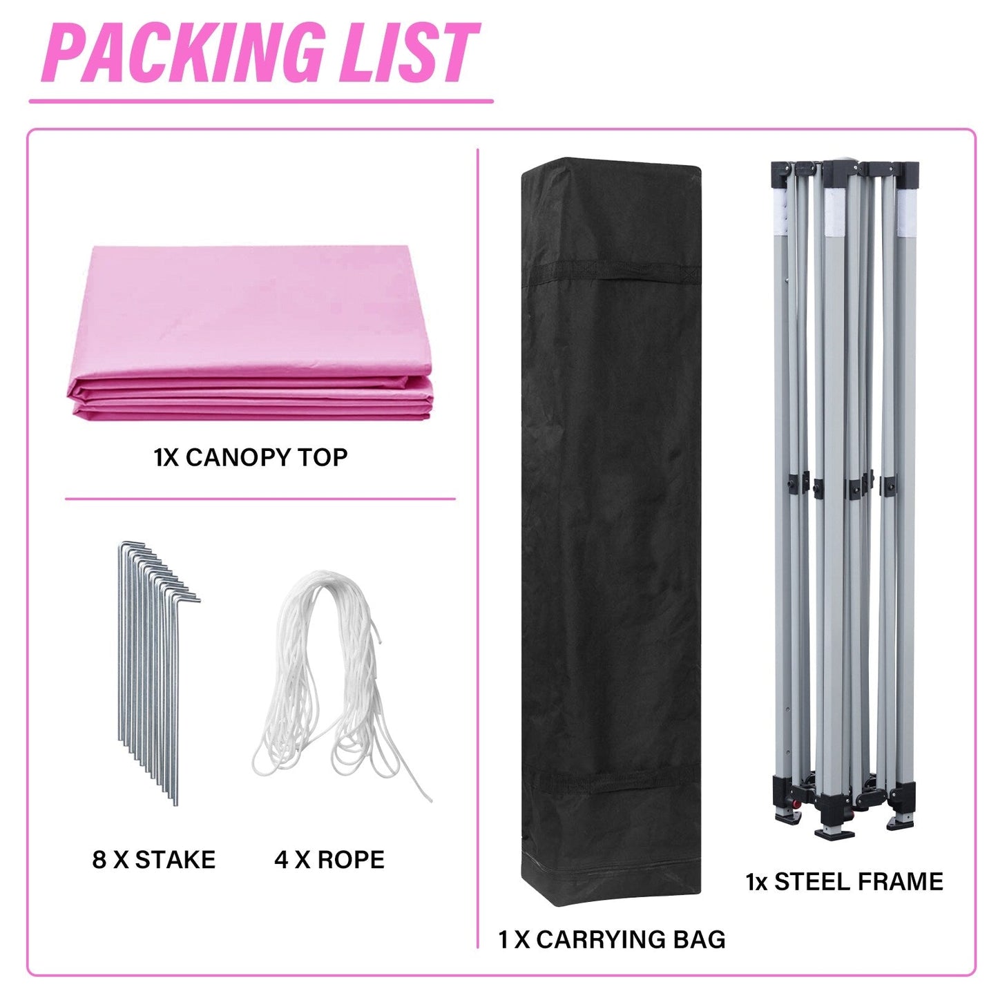 Tente pliante extérieure Zenova 3 m x 3 m, idéale pour terrasse, fête ou mariage.