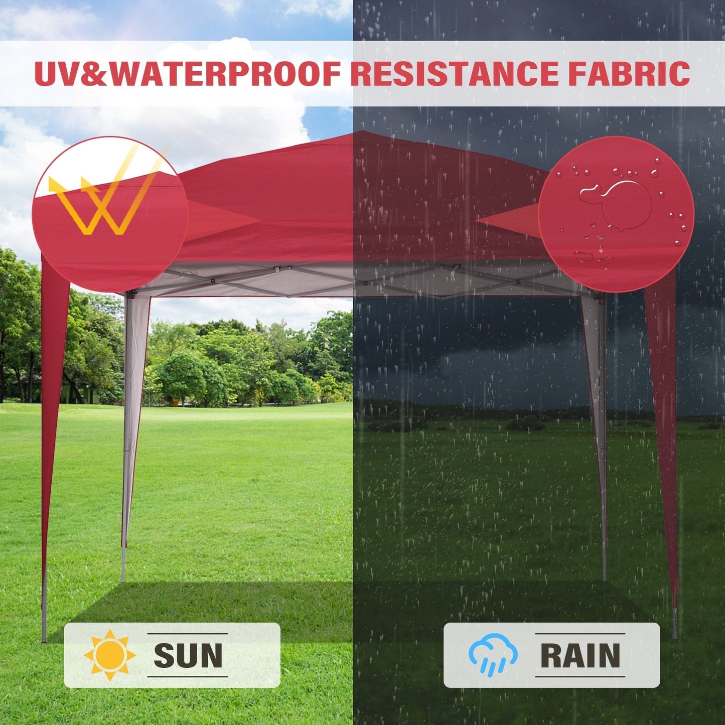 Tente pliante extérieure Zenova 3 m x 3 m, idéale pour terrasse, fête ou mariage.