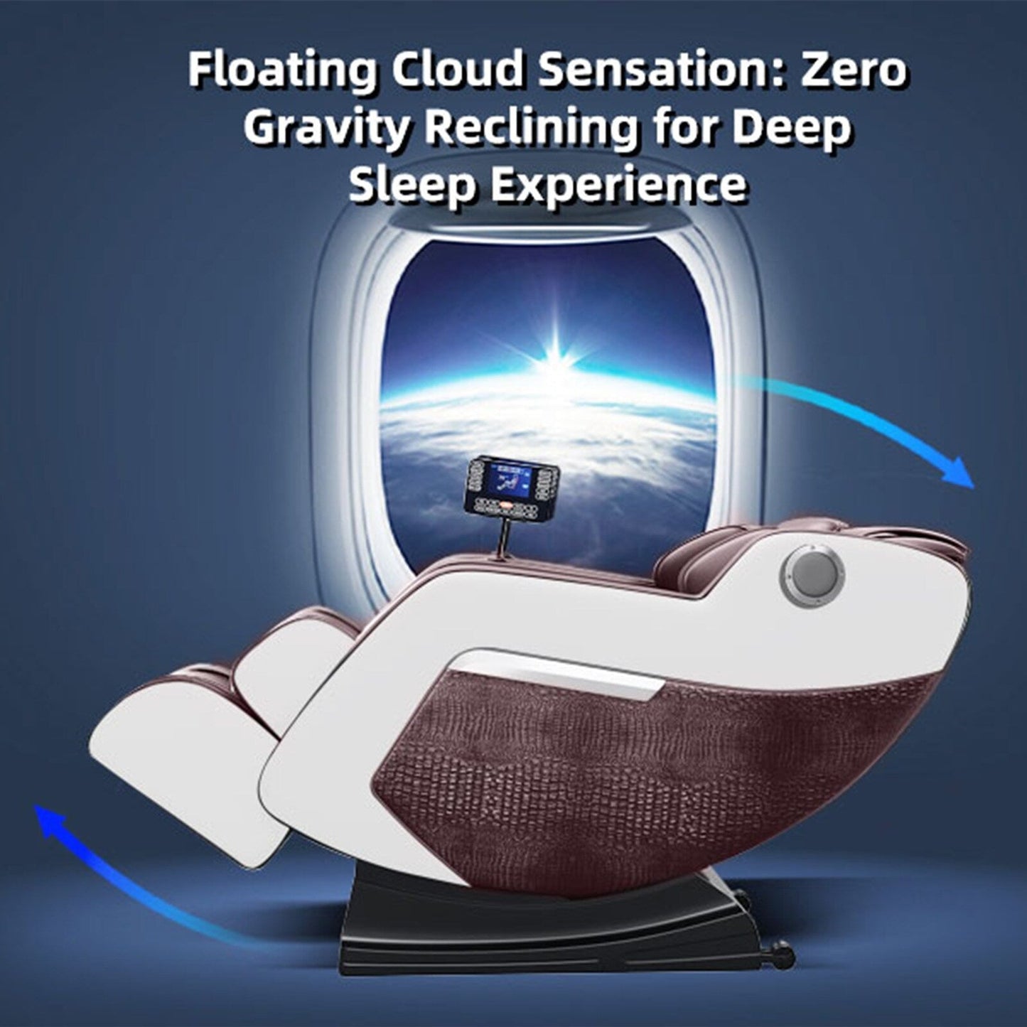 Fauteuil inclinable de massage à gravité zéro avec massage complet du corps, chauffage et audio Bluetooth intégré