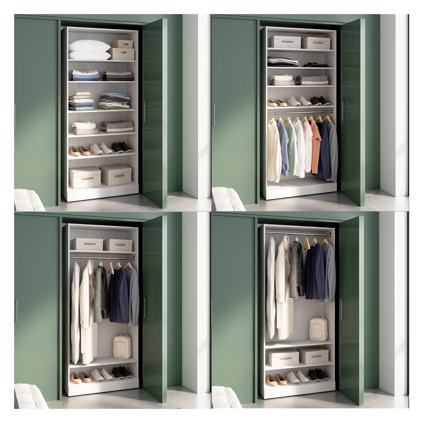 Bestar Florence 35 Modular Reach-In/Walk-In Système avec étagères - Blanc|Système de garde-robe et pièce-penderie modulaire Florence de Bestar de 35 po avec tablettes - blanc