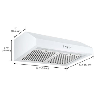 Ancona 30 Ducted Under Cabinet Range Hood - AN-18042WH|Hotte de cuisinière sous l'armoire Ancona de 30 po à conduit - AN-18042WH|D77GMJZ7