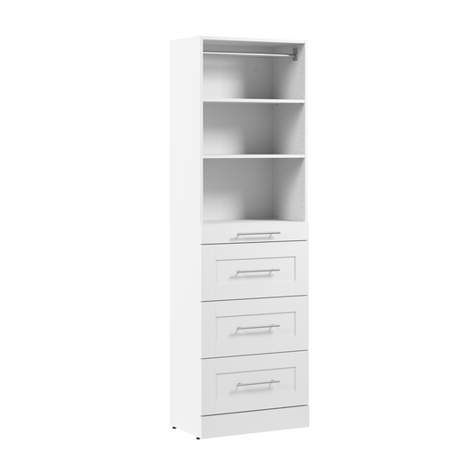 Système de tour garde-robe et pièce-penderie modulaire Florence de Bestar de 25 po avec tablettes et 4 tiroirs de style Shaker - blanche