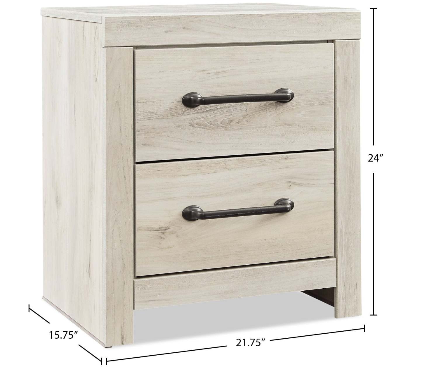 Table de chevet Abby à 2 tiroirs avec port USB, 21,8 L x 24,5 H - Blanc | Table de nuit Abby de 21,8 po (L) x 24,5 po (H) à 2 tiroirs avec port USB - blanche