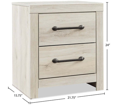Table de chevet Abby à 2 tiroirs avec port USB, 21,8 L x 24,5 H - Blanc | Table de nuit Abby de 21,8 po (L) x 24,5 po (H) à 2 tiroirs avec port USB - blanche