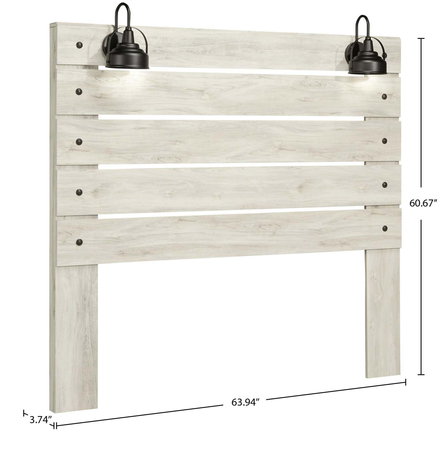 Tête de lit à panneau Abby avec lumière LED et ports USB, blanc - Queen Size | Tête de lit à panneau Abby avec éclairage à DEL et ports USB, blanche - format grand lit