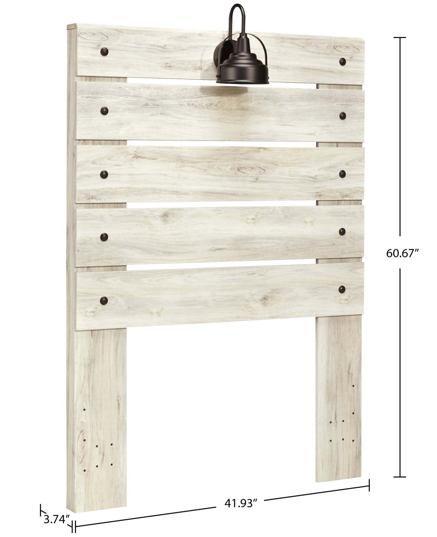 Tête de lit à panneau Abby avec lumière LED et ports USB pour enfants, blanc - taille simple | Tête de lit à panneau Abby avec éclairage à DEL et ports USB, blanche - format allumé simple