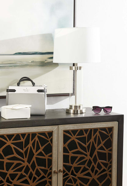 Abella 24 po lampe de table en acier brossé avec recharge USB