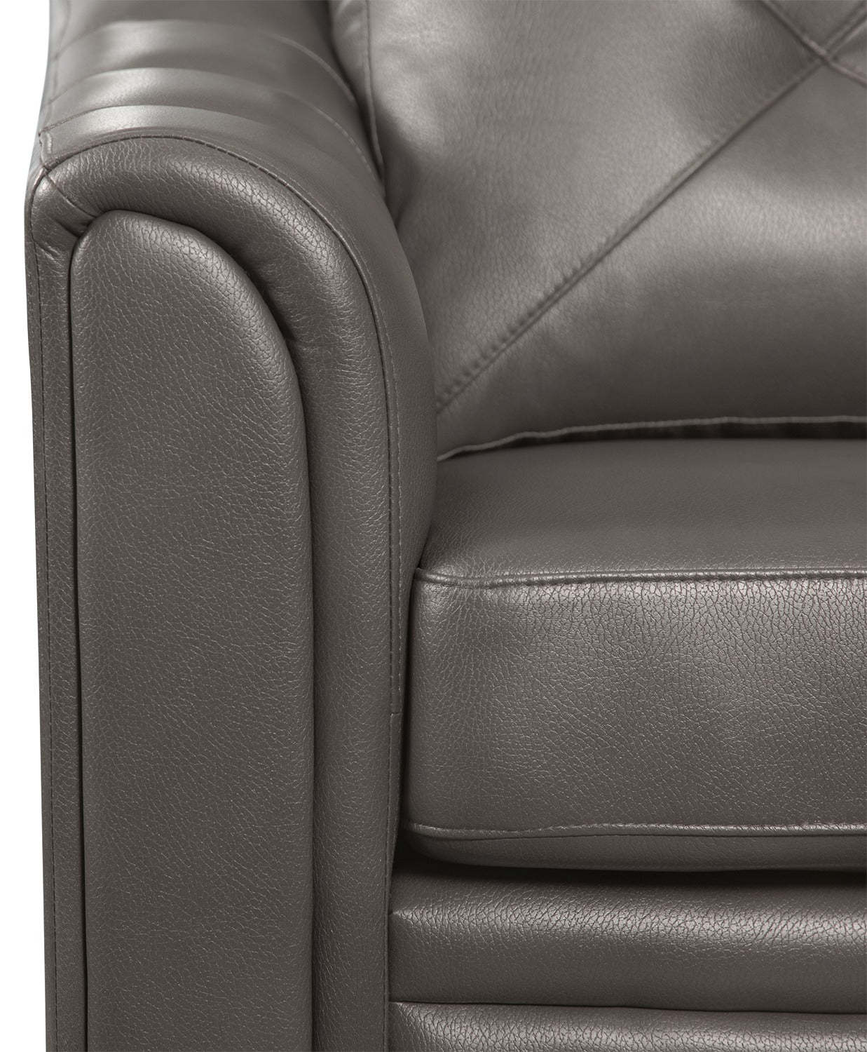 Andi 62 Leather-Look Fabric Loveseat with Button Tufting - Grey | Causeuse Andi de 62 po en tissu d’apparence cuir avec capitonnage - grise