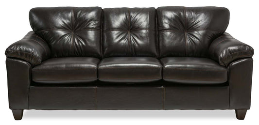 Sofa Addison de 86 po fabriqué au Canada en tissu d’apparence cuir avec coussin de siège amovible et capitonnage - noir mûre