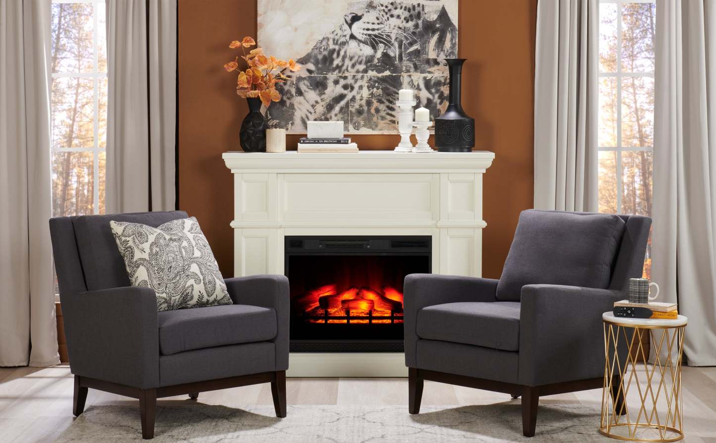 Chaise d'appoint en tissu d'apparence lin avec base en bois Adel 28,5 - Gris foncé | Fauteuil d'appoint Adel de 28,5 po en tissu d'apparence lin avec base en bois - gris foncé