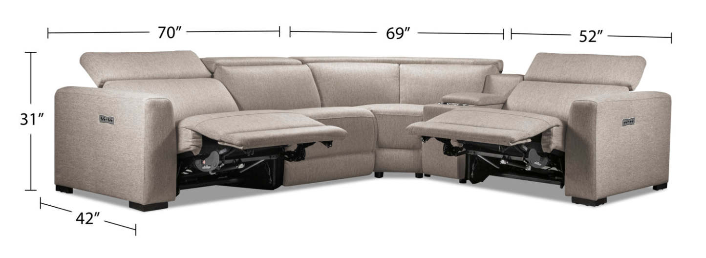 Adelaide 5 pièces - gris | Sofa sectionnel à inclinaison électrique Adelaide 5 pièces - gris | ADELGYS5