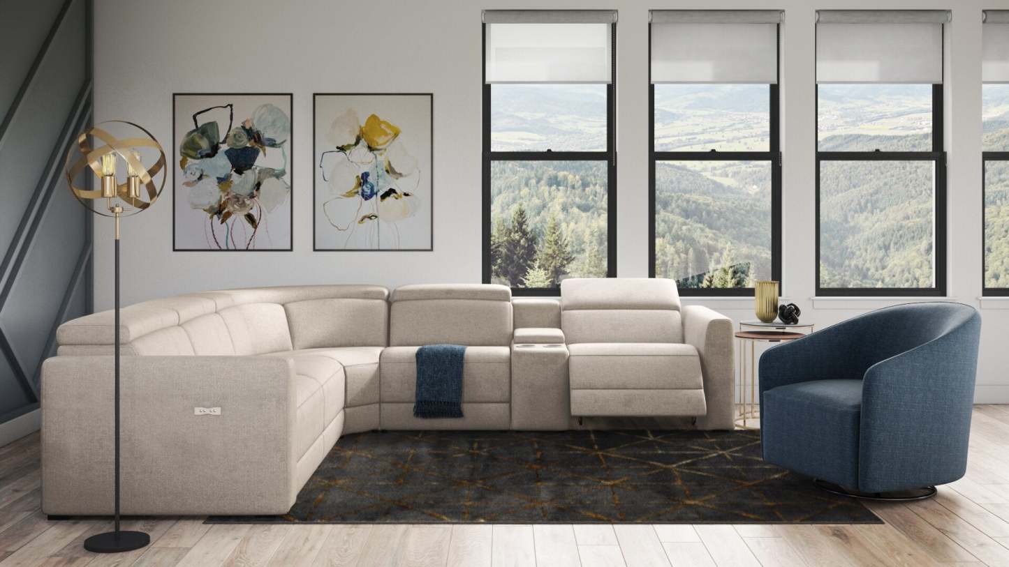 Canapé sectionnel à inclinaison électrique Adelaide 6 pièces - gris | ADELGYS6