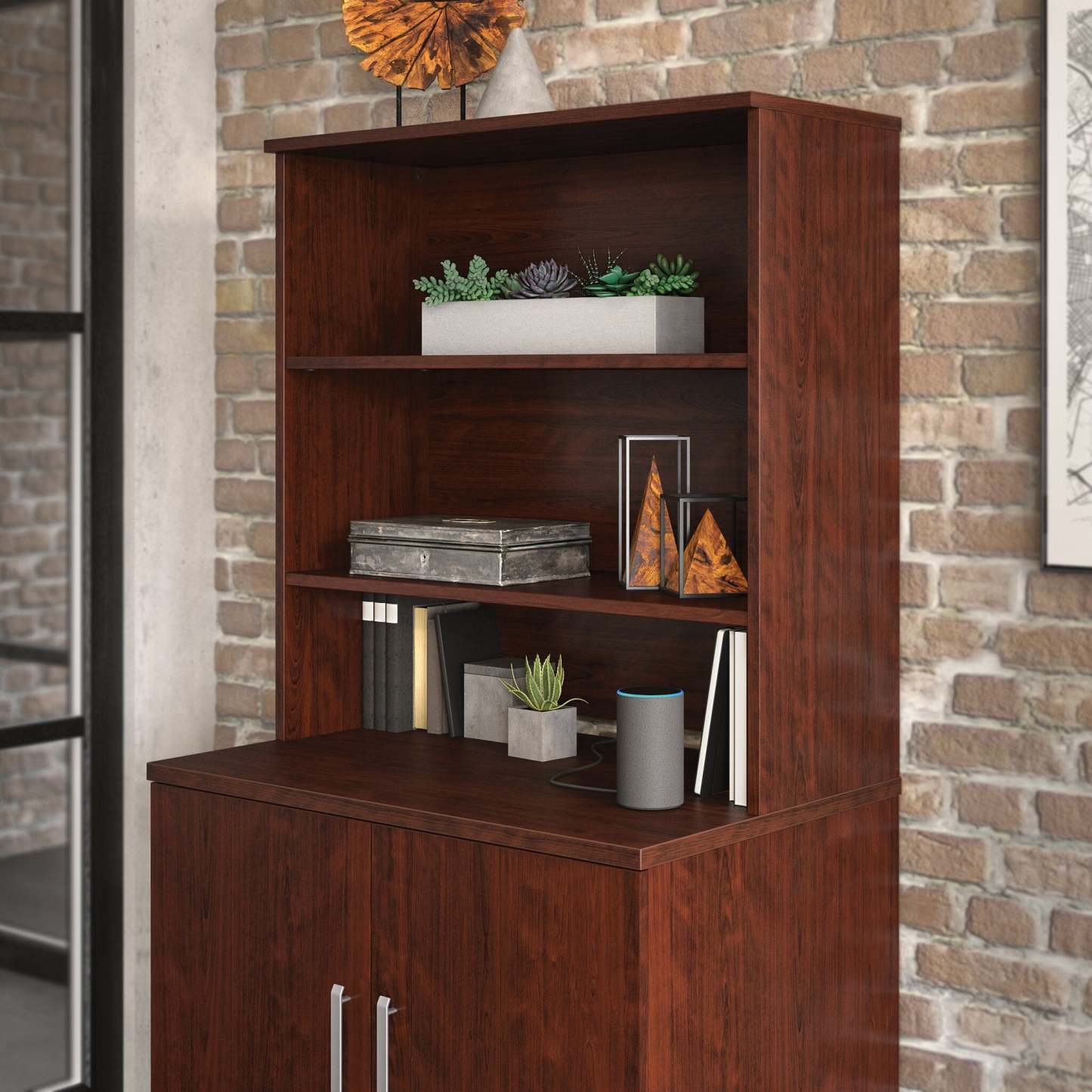 Affirm 35.43 Commercial Grade Bookcase Hutch - Classic Cherry|Crédence de style bibliothèque Affirm de 35,43 po de qualité commerciale - cerisier classique