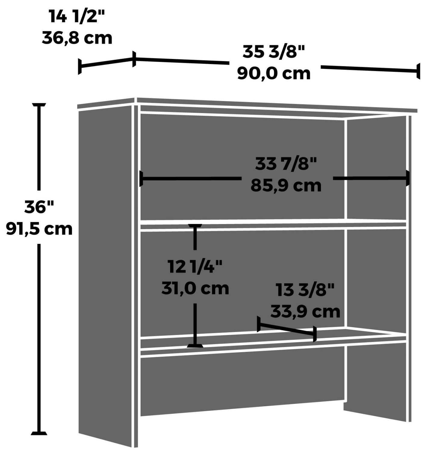 Affirm 35.43 Commercial Grade Bookcase Hutch - Noble Elm|Crédence de style bibliothèque Affirm de 35,43 po de qualité commerciale - orme noble