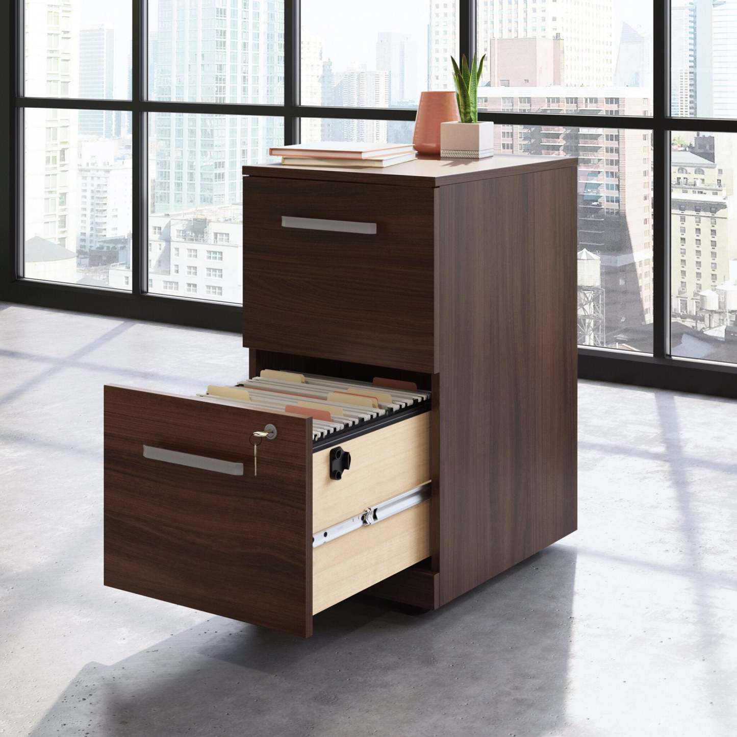 Affirm 15.55 Commercial Grade 2-Drawer Filing Cabinet - Noble Elm|Classeur Affirm de 15,55 po de qualité commerciale à 2 tiroirs - orme noble