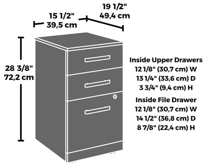 Affirm 15.55 Commercial Grade 3-Drawer Filing Cabinet - Noble Elm|Classeur Affirm de 15,55 po de qualité commerciale à 3 tiroirs - orme noble