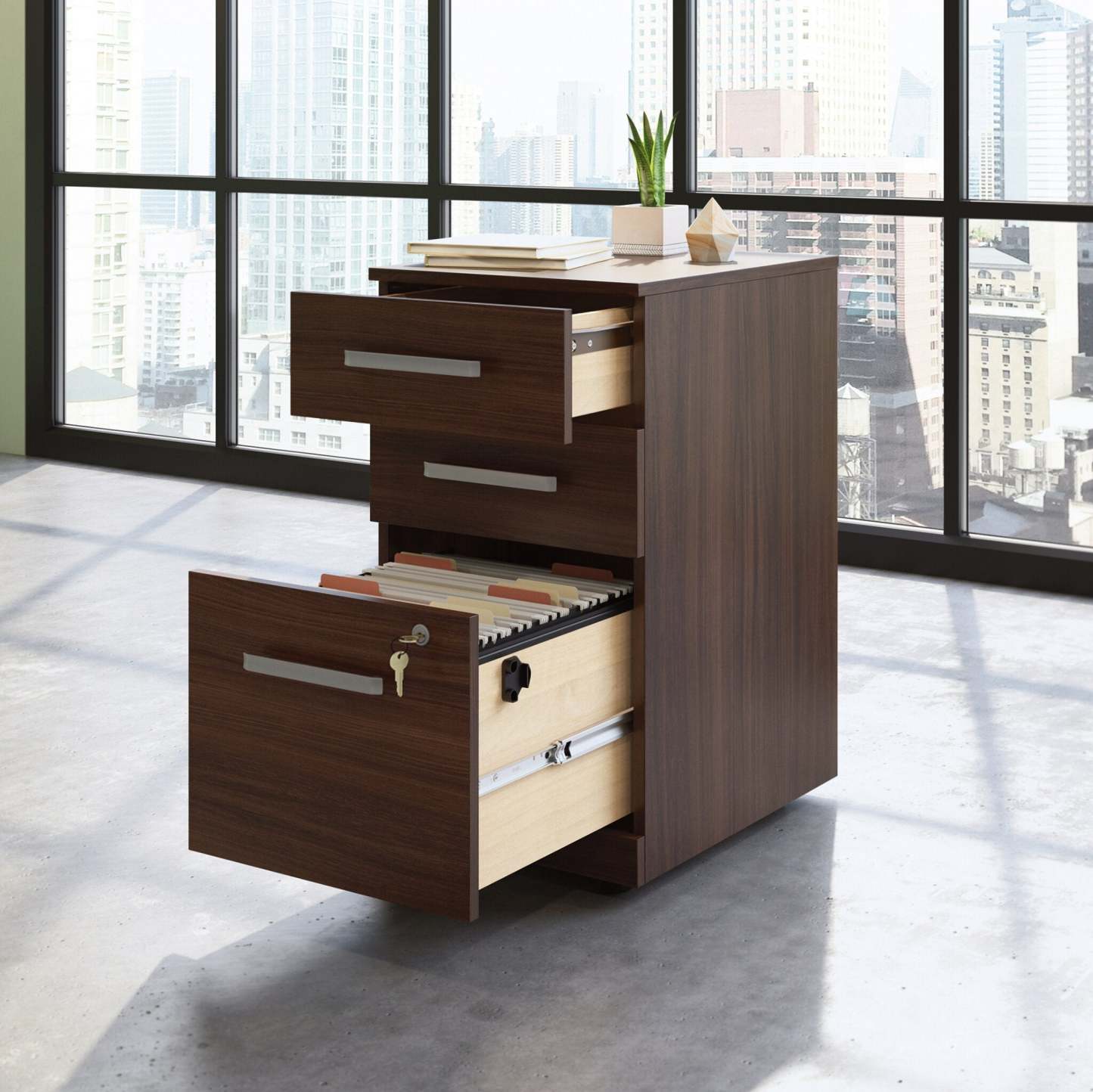 Affirm 15.55 Commercial Grade 3-Drawer Filing Cabinet - Noble Elm|Classeur Affirm de 15,55 po de qualité commerciale à 3 tiroirs - orme noble