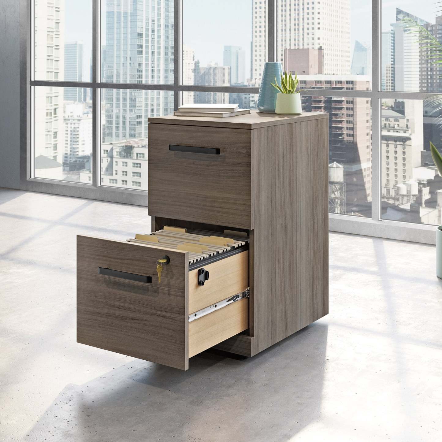Affirm 15.55 Commercial Grade 2-Drawer Filer Cabinet - Hudson Elm|Classeur Affirm de 15,55 po de qualité commerciale à 2 tiroirs - orme Hudson
