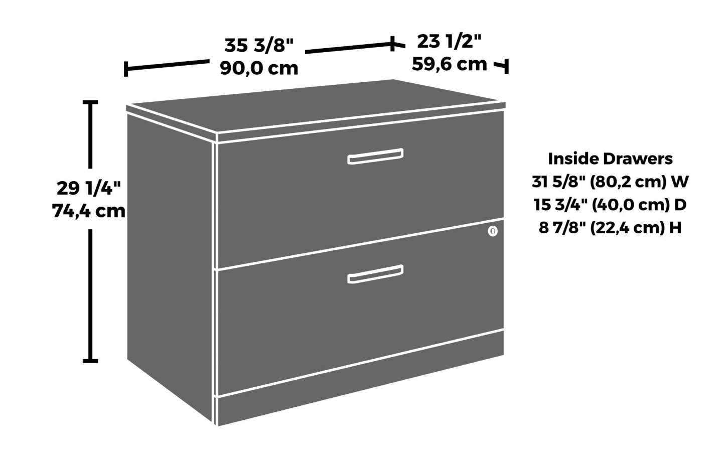 Affirm 35.43 Commercial Grade 2-Drawer Filing Cabinet - Classic Cherry|Classeur Affirm de 35,43 po de qualité commerciale à 2 tiroirs - cerisier classique