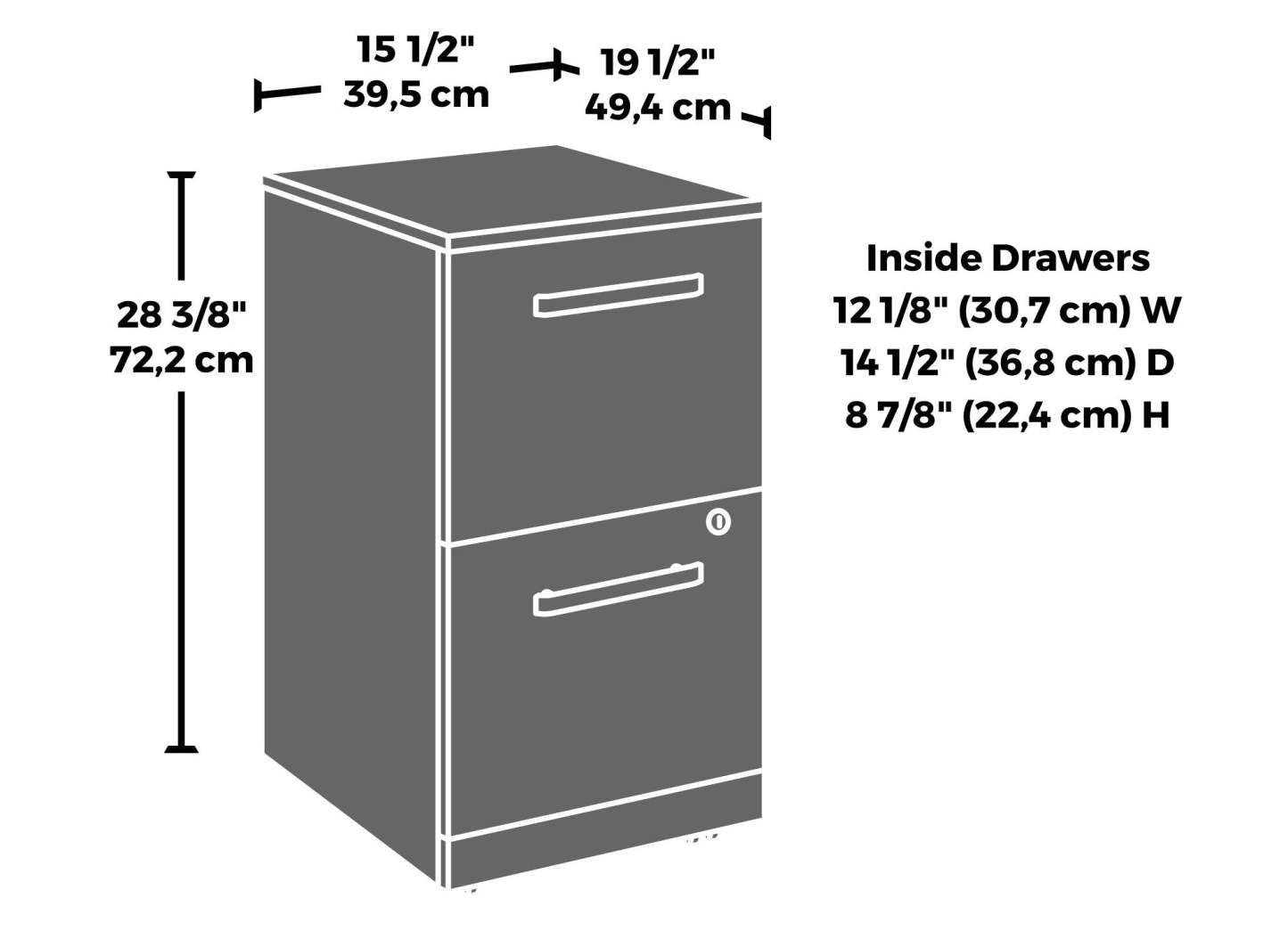 Affirm 15.55 Commercial Grade 2-Drawer Filing Cabinet - Classic Cherry|Classeur Affirm de 15,55 po de qualité commerciale à 2 tiroirs - cerisier classique
