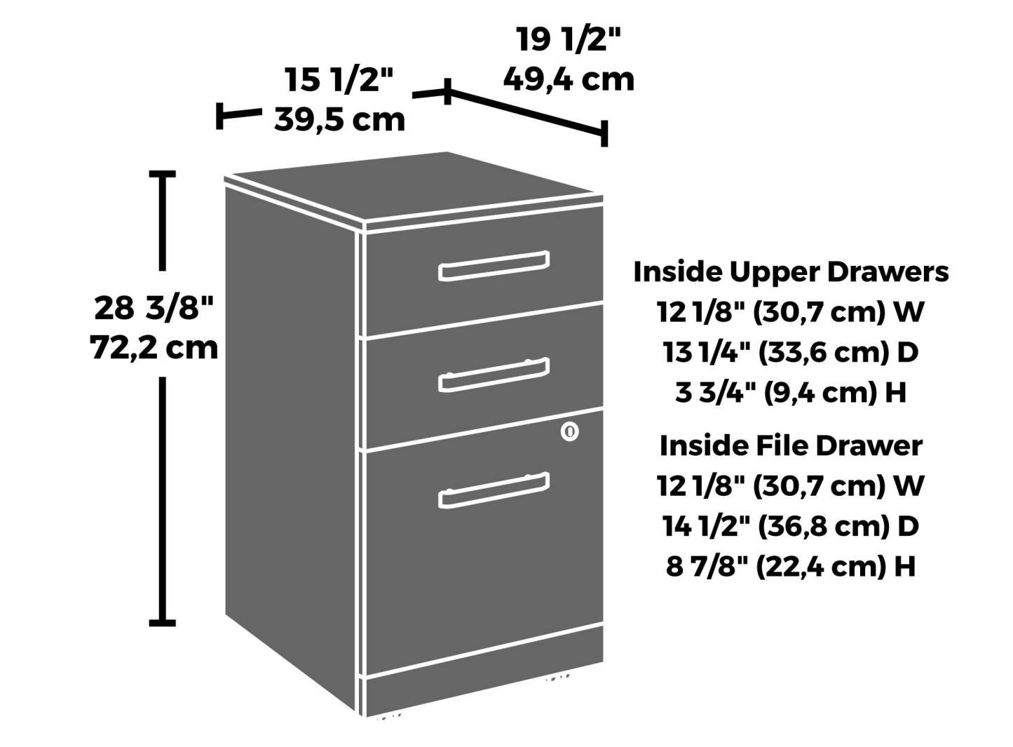 Affirm 15.55 Commercial Grade 3-Drawer Filing Cabinet - Classic Cherry|Classeur Affirm de 15,55 po de qualité commerciale à 3 tiroirs - cerisier classique