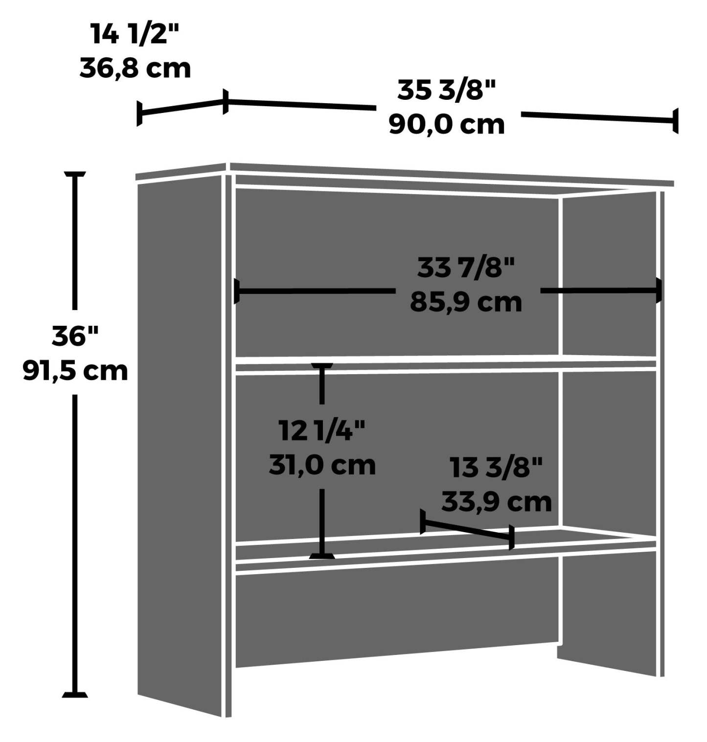 Affirm 35.43 Commercial Grade Bookcase Hutch - Hudson Elm|Crédence de style bibliothèque Affirm de 35,43 po de qualité commerciale - orme Hudson