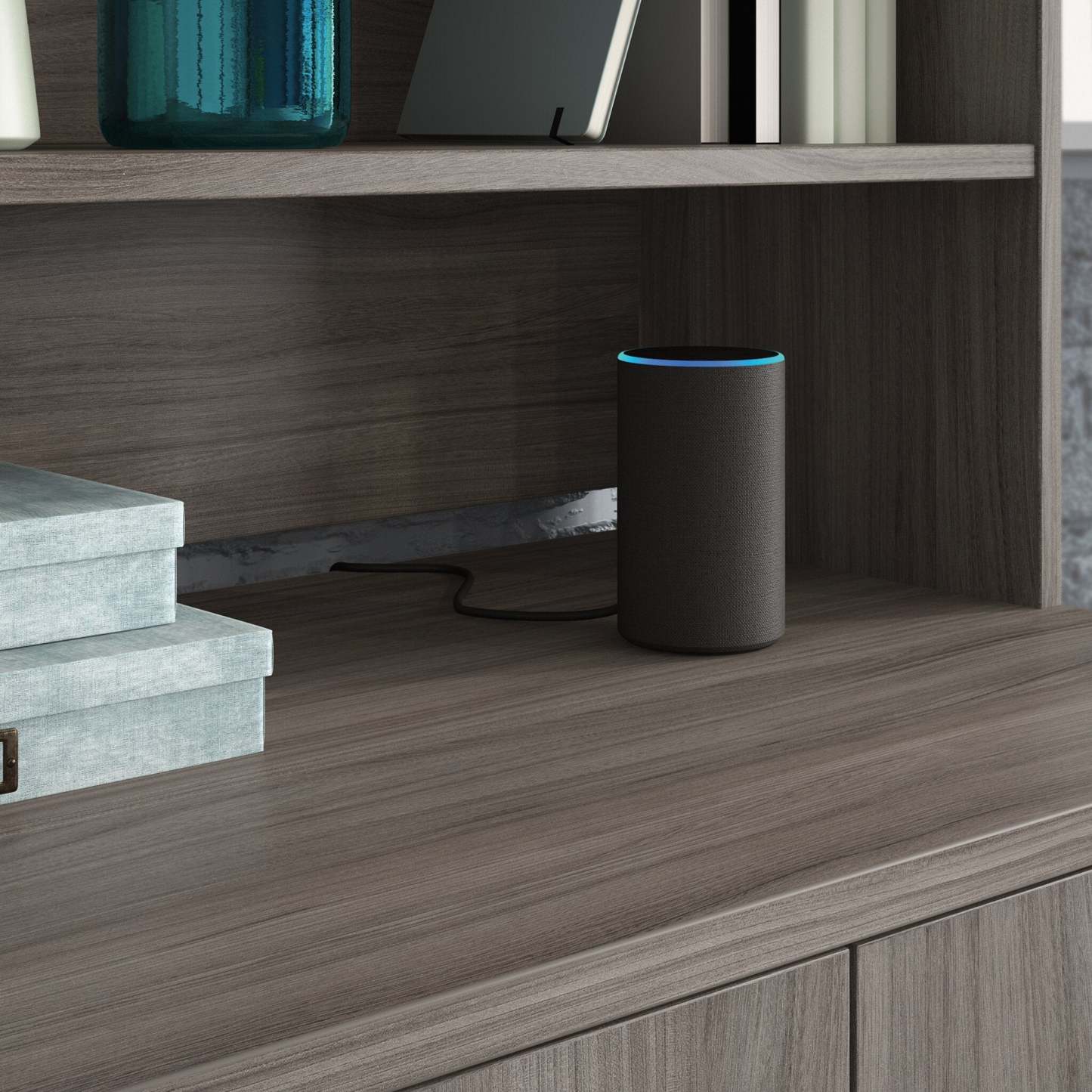 Affirm 35.43 Commercial Grade Bookcase Hutch - Hudson Elm|Crédence de style bibliothèque Affirm de 35,43 po de qualité commerciale - orme Hudson