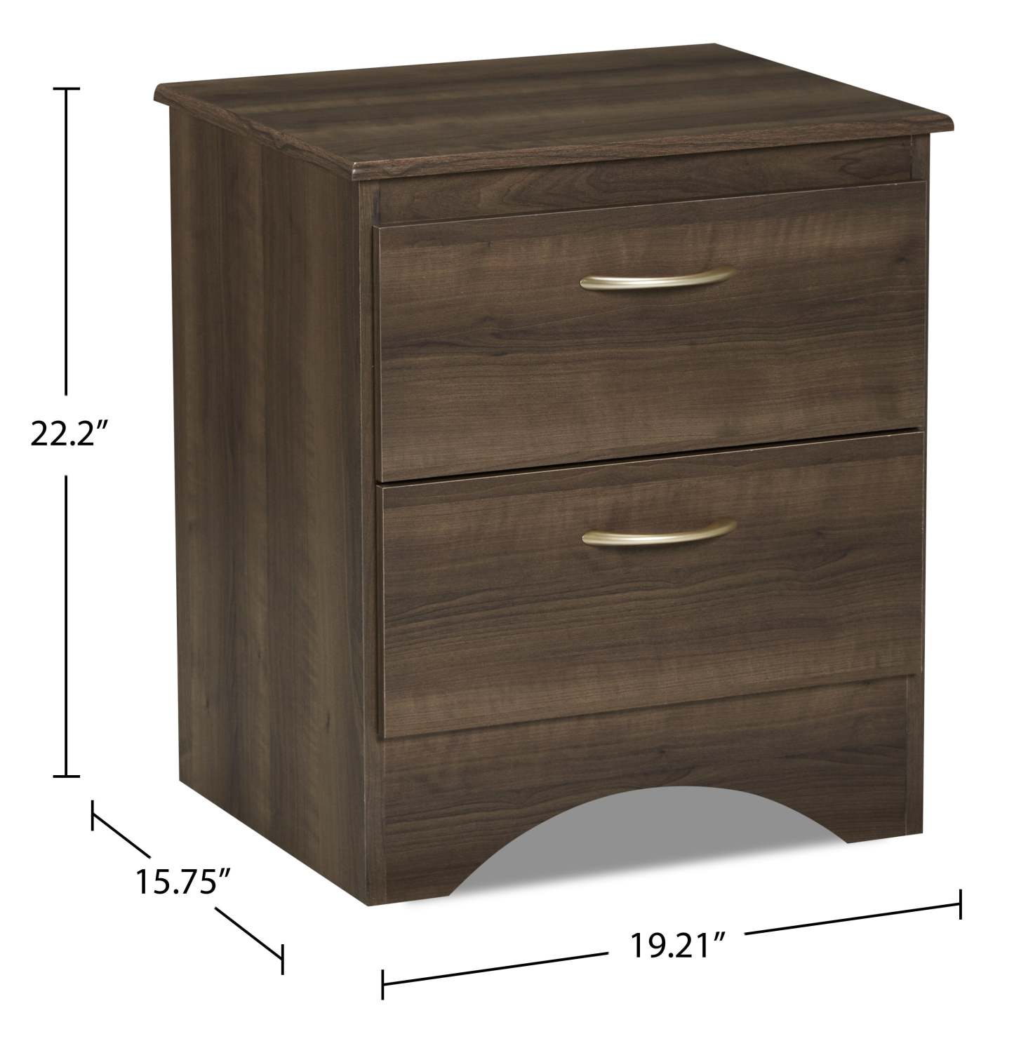 Table de chevet à 2 tiroirs Aida, 19,2 L x 22,2 H, fabriquée au Canada - Marron | Table de nuit Aida de 19,2 po (L) x 22,2 po (H) à 2 tiroirs, fabriquée au Canada - brune