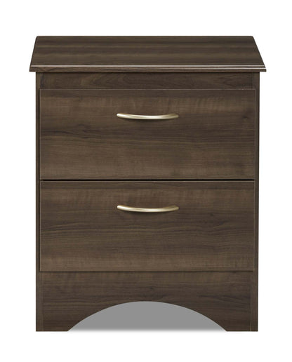 Table de chevet à 2 tiroirs Aida, 19,2 L x 22,2 H, fabriquée au Canada - Marron | Table de nuit Aida de 19,2 po (L) x 22,2 po (H) à 2 tiroirs, fabriquée au Canada - brune
