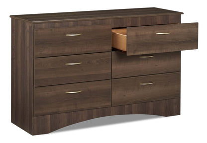 Commode à 6 tiroirs pour chambre à coucher Aida, 49,5 L x 29,8 H, fabriquée au Canada - Brun | Commode Aida de 49,5 po (L) x 29,8 po (H) à 6 tiroirs pour la chambre à coucher, fabriquée au Canada - brune