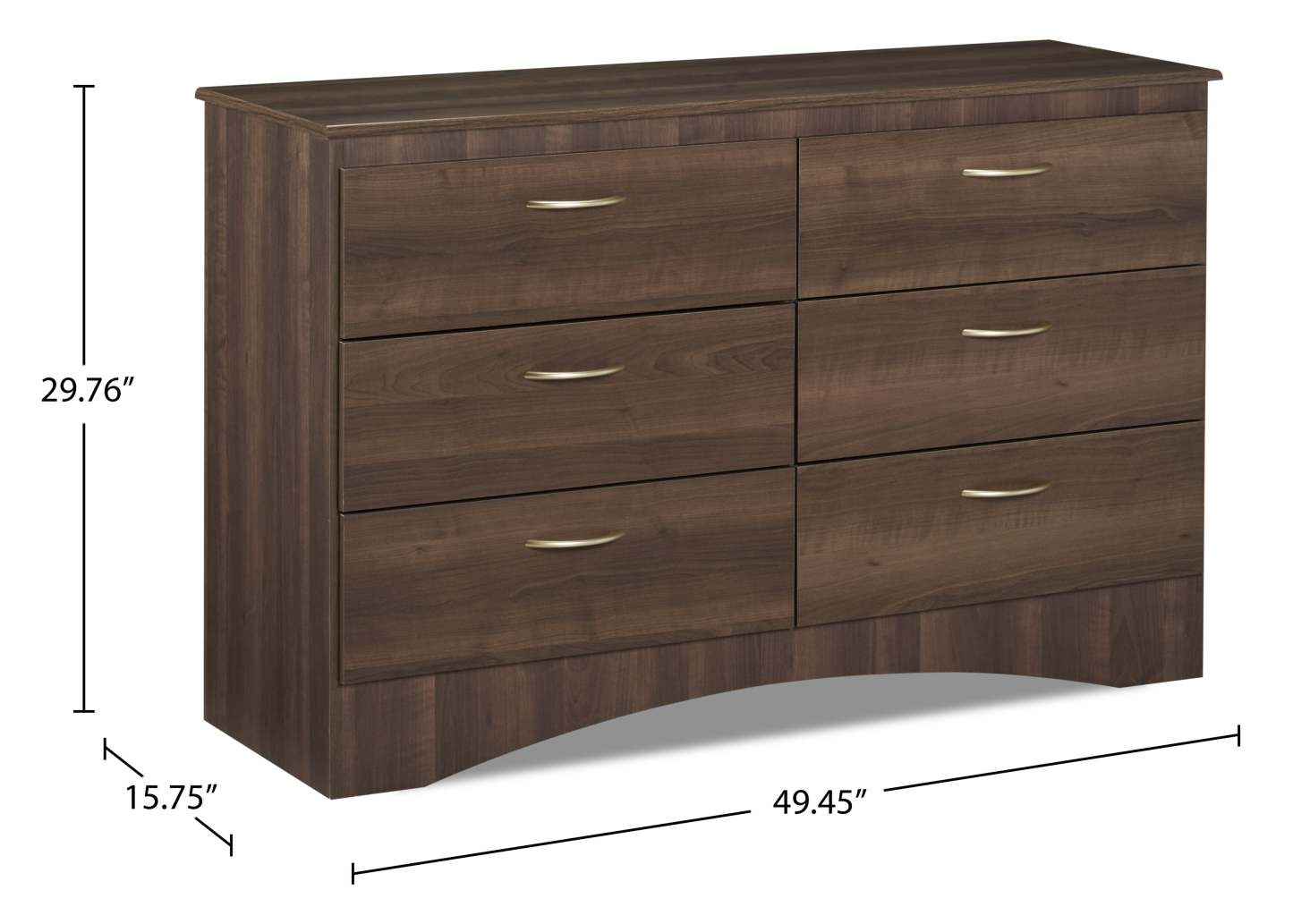 Commode à 6 tiroirs pour chambre à coucher Aida, 49,5 L x 29,8 H, fabriquée au Canada - Brun | Commode Aida de 49,5 po (L) x 29,8 po (H) à 6 tiroirs pour la chambre à coucher, fabriquée au Canada - brune
