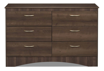 Commode à 6 tiroirs pour chambre à coucher Aida, 49,5 L x 29,8 H, fabriquée au Canada - Brun | Commode Aida de 49,5 po (L) x 29,8 po (H) à 6 tiroirs pour la chambre à coucher, fabriquée au Canada - brune