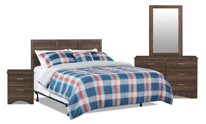 Ensemble de chambre à coucher 4 pièces Aida avec tête de lit, commode, miroir et table de nuit, fabriqué au Canada, marron - Queen Size… | Ensemble de chambre à coucher Aida 4 pièces fabriqué au Canada avec tête de lit, commode, miroir et …