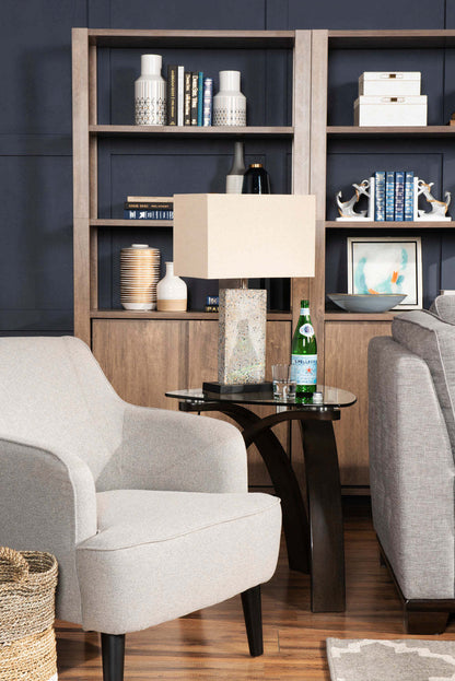 Aimy 28 Chaise d'appoint en tissu aspect lin avec pieds cylindriques en bois - Gris clair | Fauteuil d'appoint Aimy de 28 po en tissu d'apparence lin avec pattes cylindriques en bois - gris clair