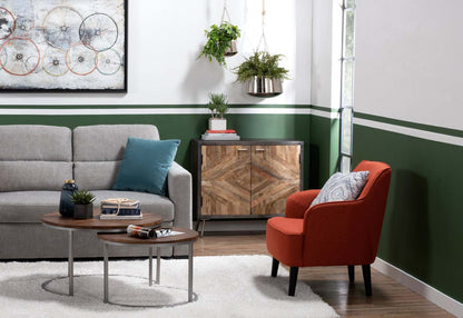 Aimy 28 Chaise d'appoint en tissu aspect lin avec pieds cylindriques en bois - Orange | Fauteuil d'appoint Aimy de 28 po en tissu d'apparence lin avec pattes cylindriques en bois - orange