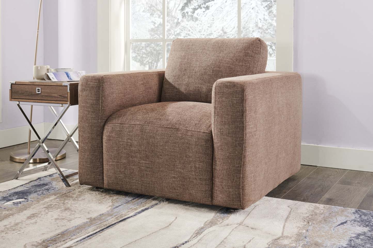 Table d'appoint Alana 18,25 avec rangement - Gris et Chrome|Table d'appoint Alana de 18,25 po avec rangement - grise et chrome