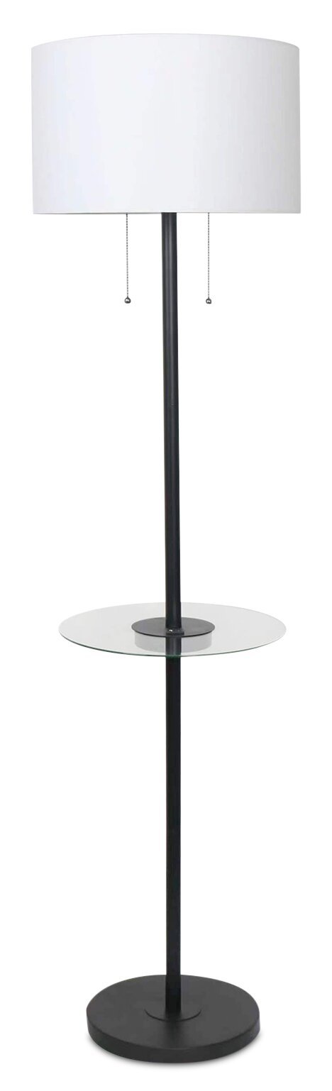 Kort &amp; Co. Alban 26 Black Lampadaire avec chargement USB et table d'appoint intégrée|Lampe à pied Alban de Kort &amp; Co. de 26 po noire avec recharge USB et table d'appoint intégrée